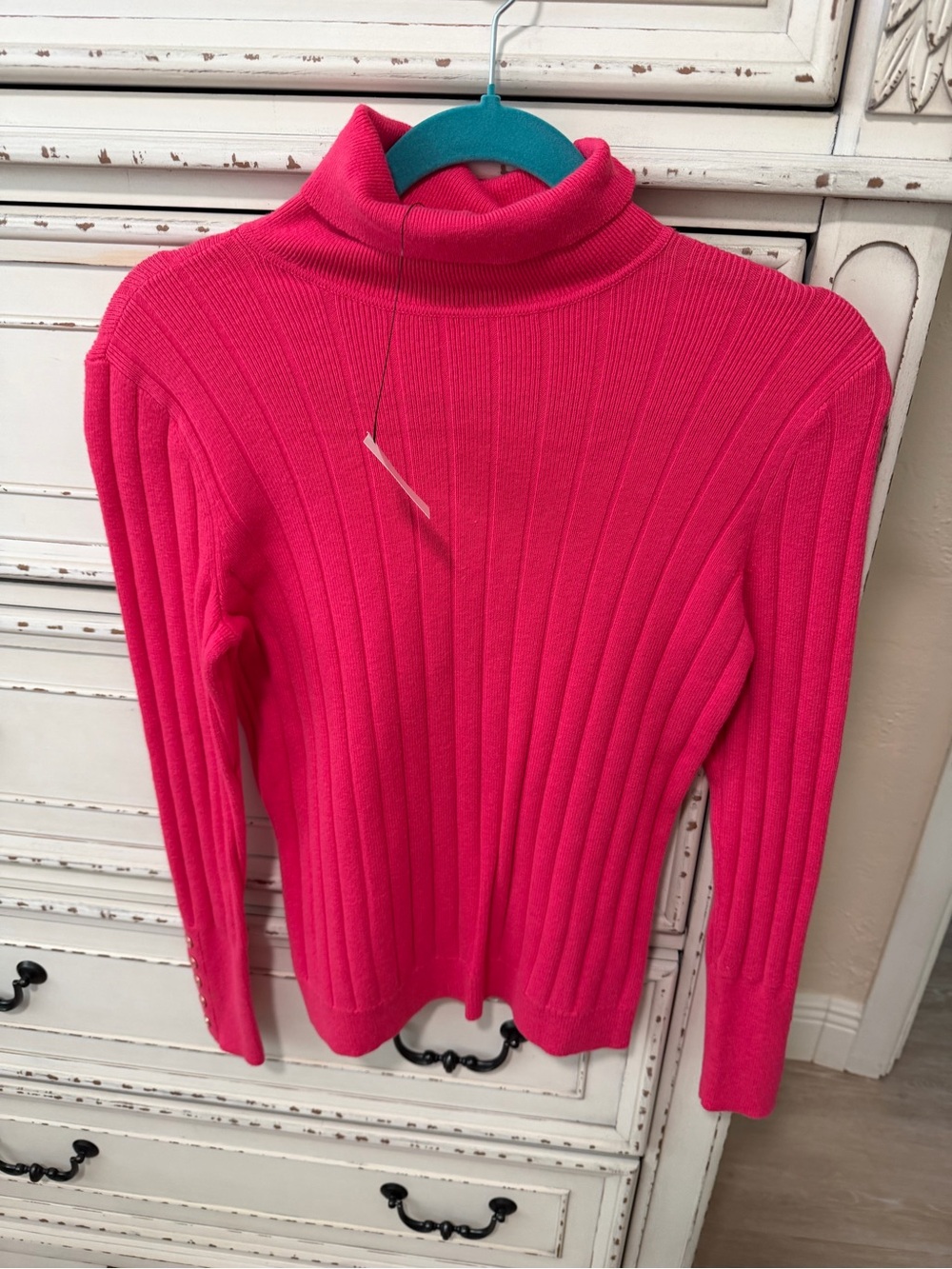 Talbots Ribbed Turtleneck Sweater in Hot Pink